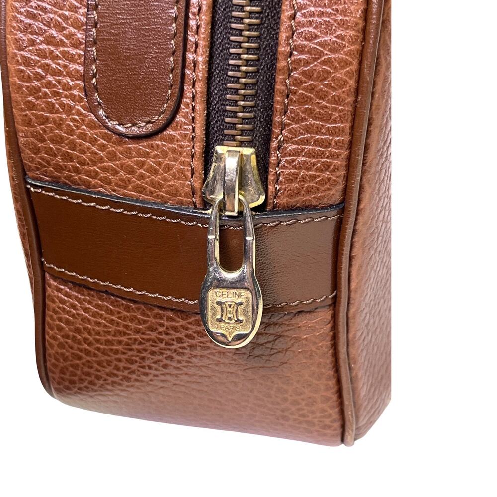 Celine Vintage Caramel Leather Round Crossbody Bag Red Interior Italy M13 - Picture 3 of 14